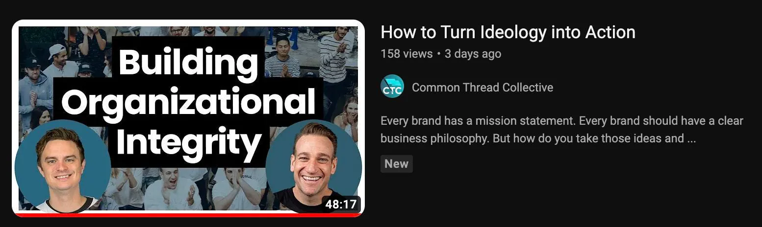 Podcast từ Top 1 marketing agency tại US - Common Thread Collective về Building Organizational Integrity